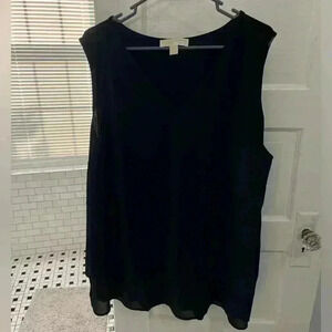 Michael Kors black sheer double‎ lined front fancy tank top size 3X